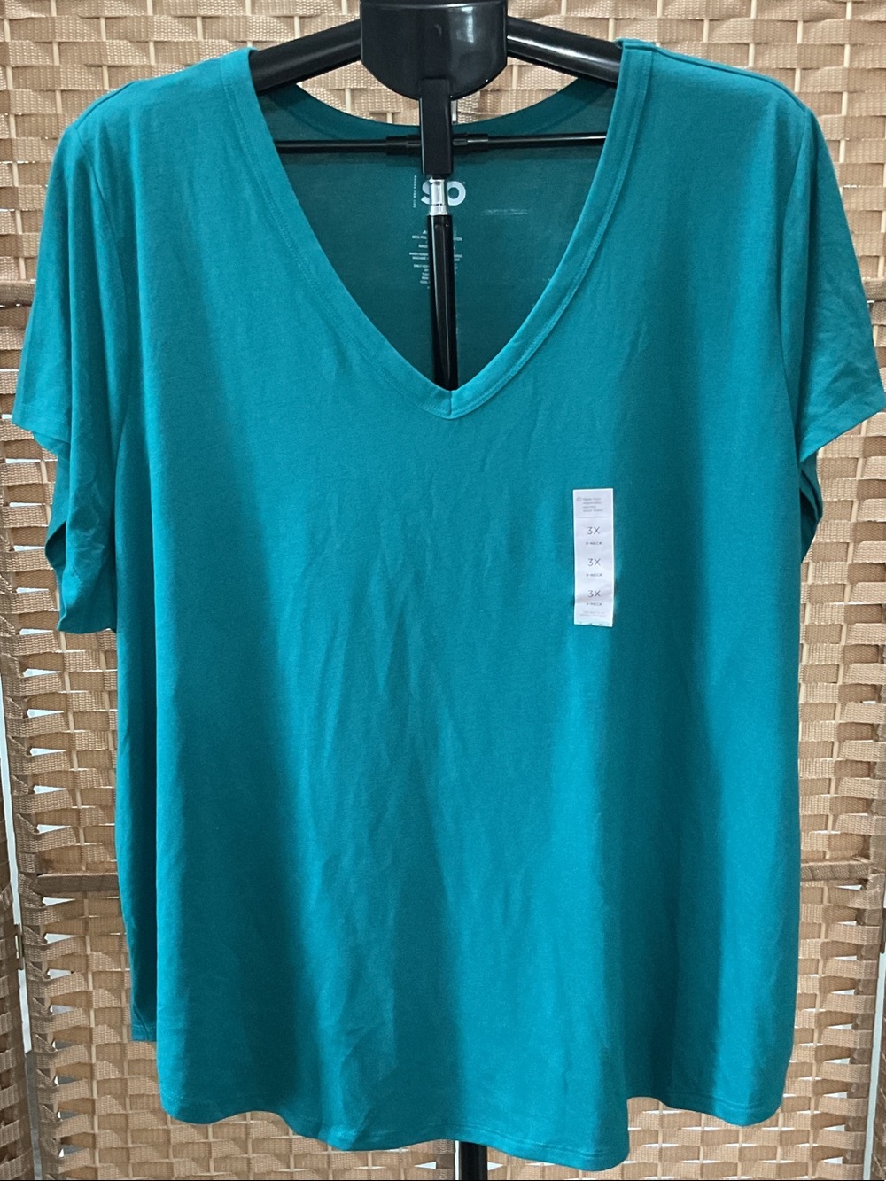 SO Teal V-Neck Short Sleeve Top